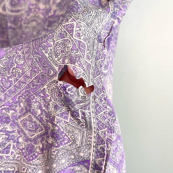 Perry Walker Women's Purple Paisley Silk Ruffled Tiered Sleeve Blouse Size 2 NWT - Picture 8 of 11